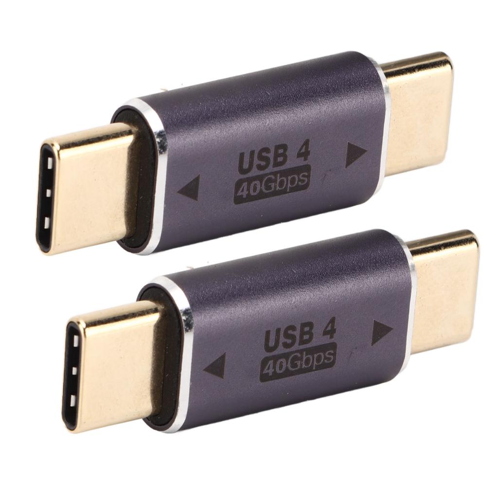 2Pcs Type C Male To Type C Male Adapter 40Gbps 100W Straight Mini USB C Adapter for Laptop