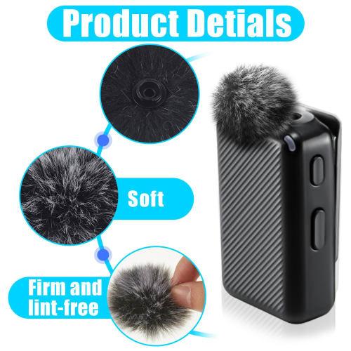 Dunzy Microphone Windscreens/Wind Muffs (4 Pieces) for DJI Mics, Furry Microphone Covers for Wind and Ambient Noise Reduction, Wireless Lavalier Micro