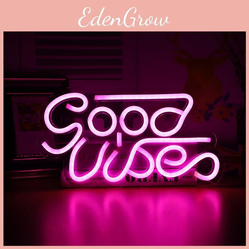 Good Vibes Neon Sign Led Word Usb Light Acrylic Lamp Bedroom Bar Party Decor