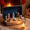 Handmade Pocket Christmas Nativity Scene Gift Tin Box Mini Christmas Nativity Scene Set 3D Holy Figurines Religious Ornament