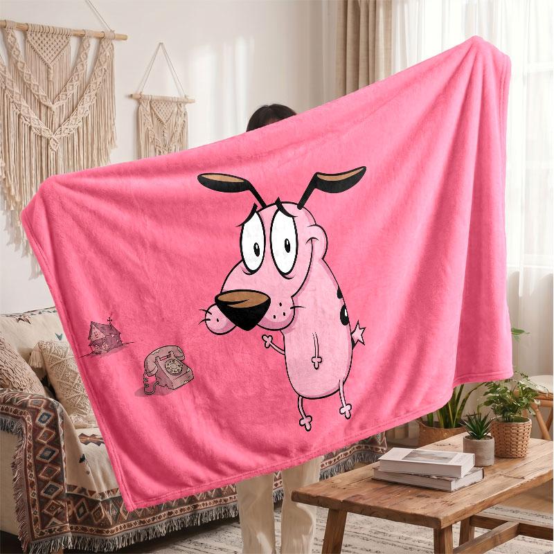 Warm Flannel BlanketCourage the Cowardly Dog Soft Cozy Throw Blanket for Bedroom Couch