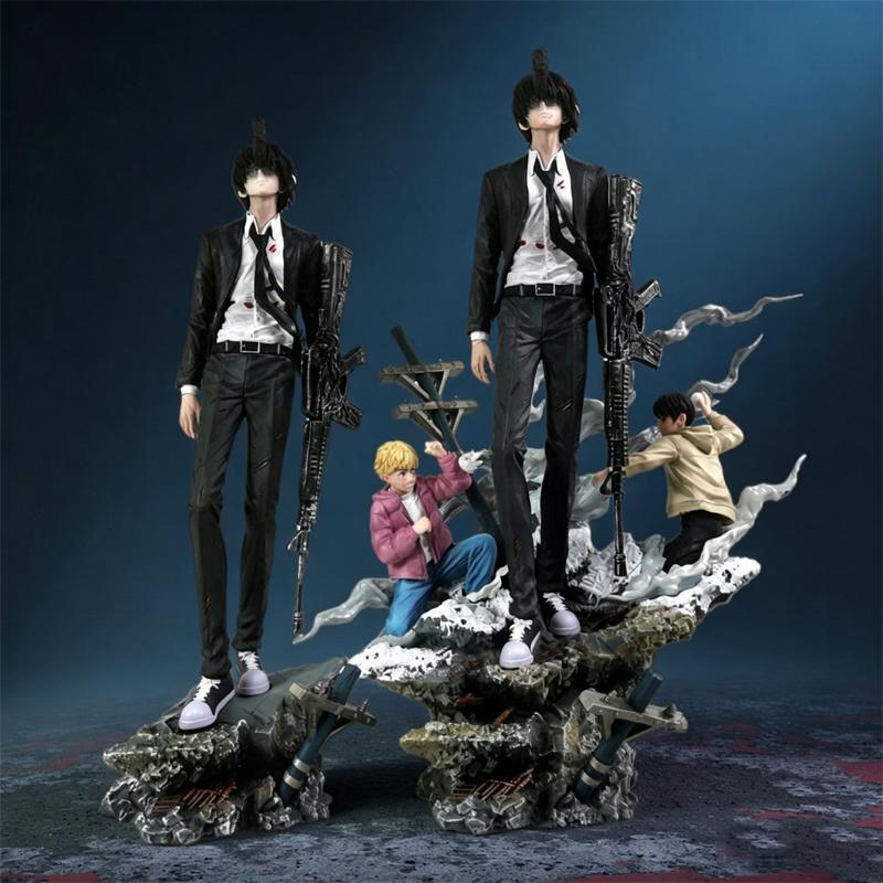 Anime Chainsaw Man Aki Hayakawa Teufelsensäge-Mann Teufelsgewehr-Form Figur Sammlerstück PVC Modell Statue Schreibtischverzierung Geschenk für Erwachsene Anime-Fans