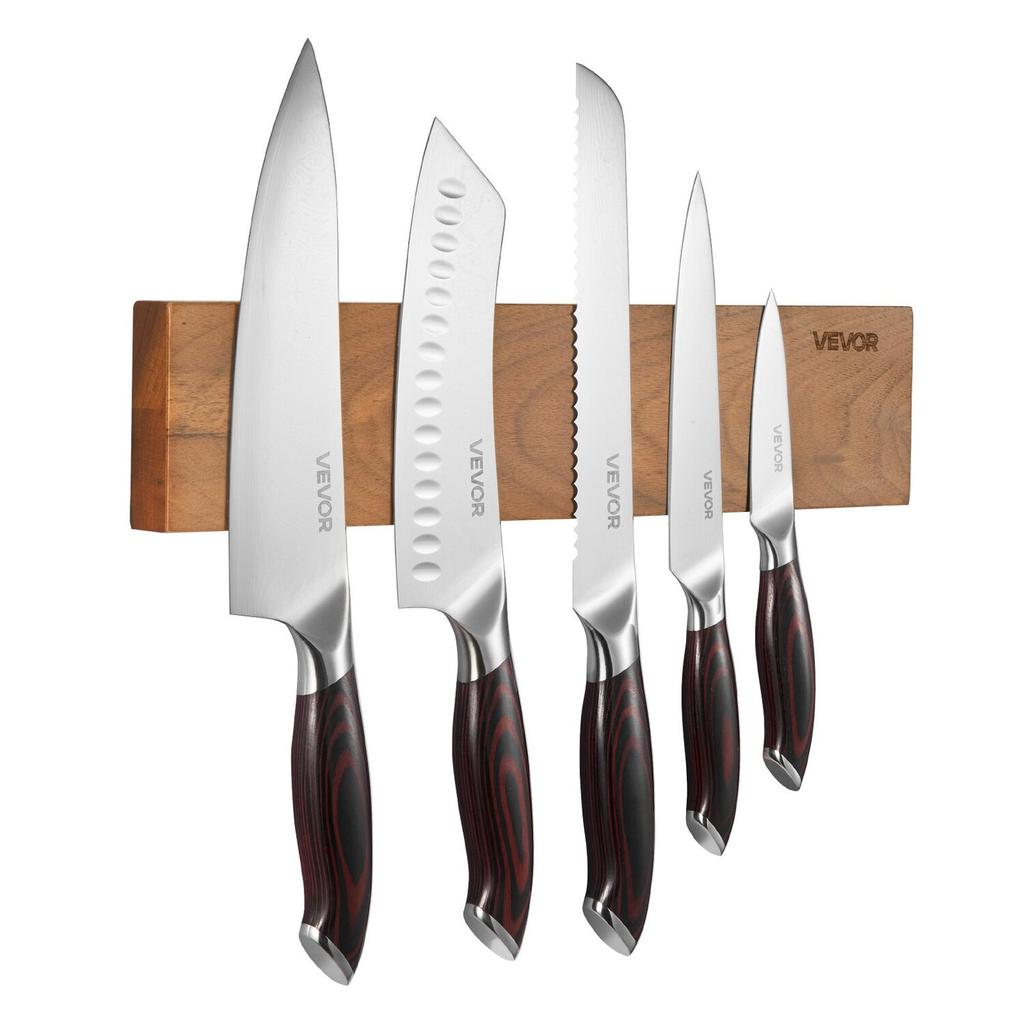 Kitchen Knife Set, 6 Piece High Carbon Stainless Steel Sharp Knife Set, Professional Kitchen Cutlery with Ergonomic Crack-Resistant Handle, and Walnut