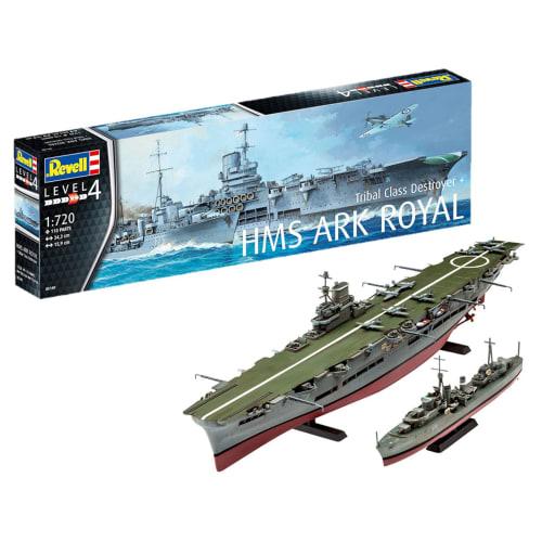 German Revell 1/720 Royal Navy HMS Ark Royal & Tribal-class Destroyer Plastic Model Kit 05149
