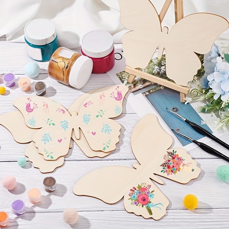 10Pcs Wooden Butterfly Unfinished Wood Butterflies for Crafts Blank Slices Cutouts for Painting DIY Unfinished Wooden