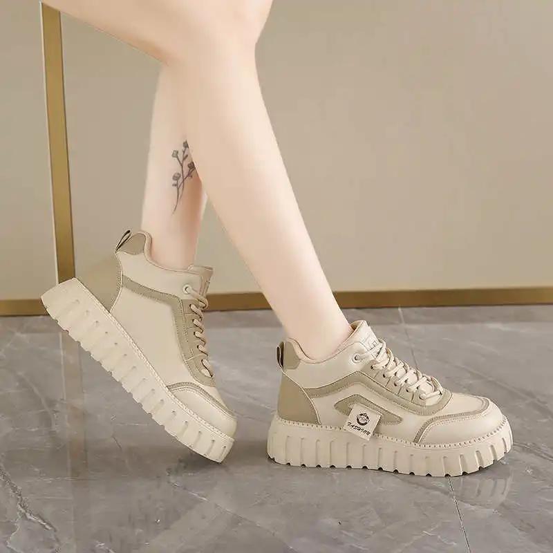 Fashion Hard Sole Round Nose Women's White Casual Sneakers Loafers Wholesale Products Spring Women Shoes Sport Sepatu Sapatos
