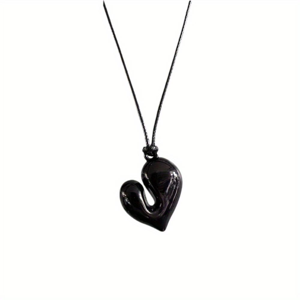 Elegant Heart Pendant Necklace - Adjustable Pull-Out Sweater Chain, Acrylic, Perfect for Everyday & Party Wear