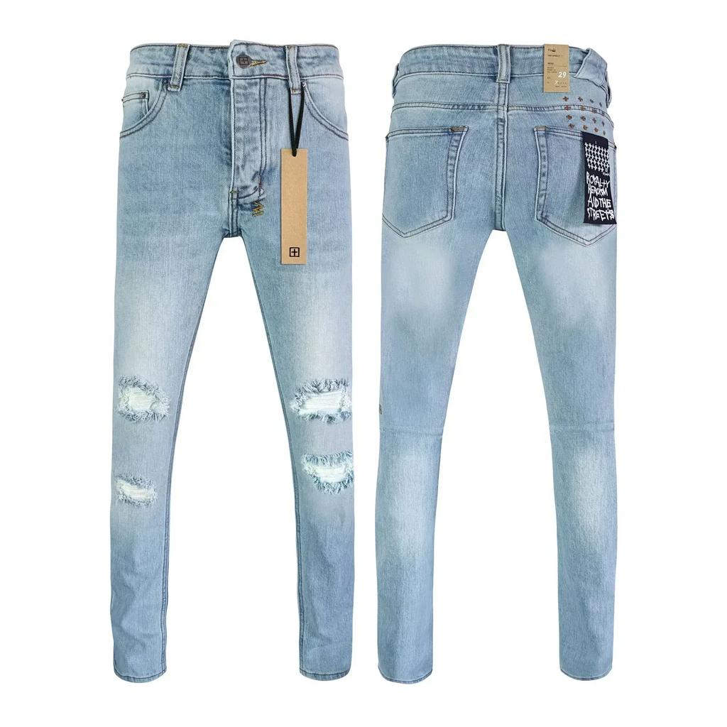 STREETRICH Nejvyšší kvalita Džíny Muži Ženy Móda Křížový Trend Retro Trend Malování Nízký Pas Strečové Skinny Roztrhané Ošoupané Kalhoty