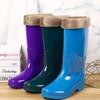 Shoes women's high tube fashion non-slip rain shoes medium tube wear-resistant anti-shoe long tube rain boots velvet thermal short boots