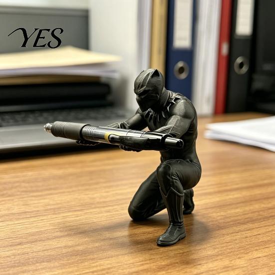 Muscle Detail Pen Holder Kneeling Hero Stand, 3D Printed Dark Style Desk Office Organizer Organizer, Action Figure Pencil for Office, Collectible Gift