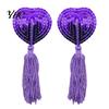 Invisible Chest Pads 1 Pair Nipple Covers Sequins Shiny Heart Shape Nippleless Stickers Tassels Self-Adhesive for Home
