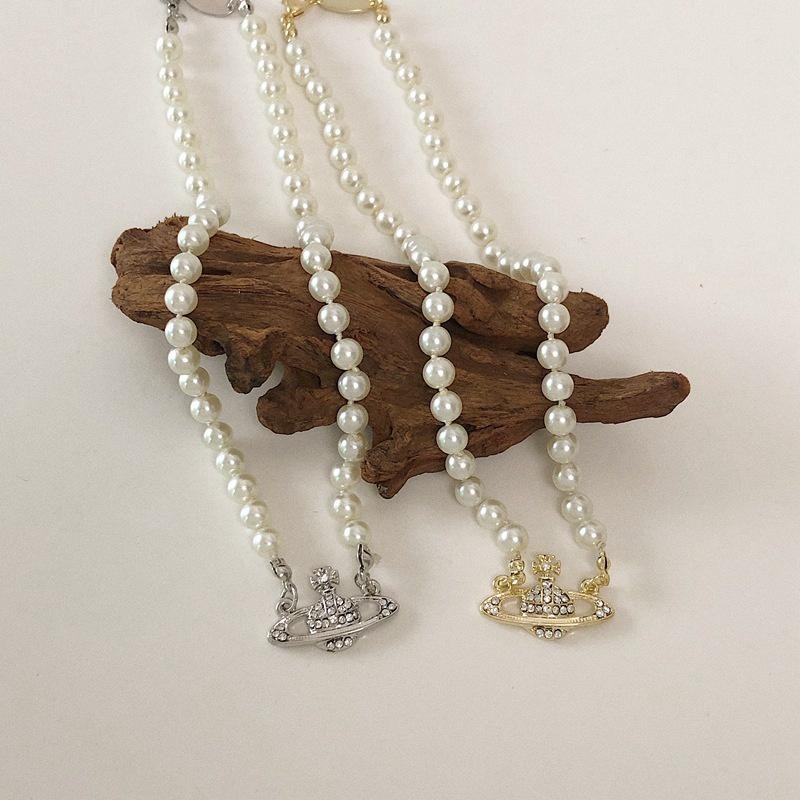 Pearl Saturn Vintage Clavicle Chain Necklace Pendant Jewelry Accessory Girl Gift