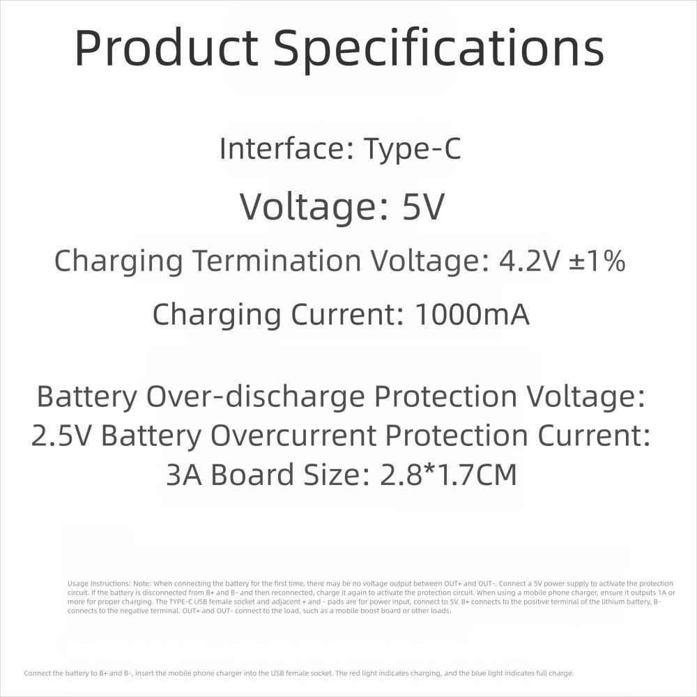 Dual Protection Functions Type-C Charger Module 5V 1A Charging Board Power Modules