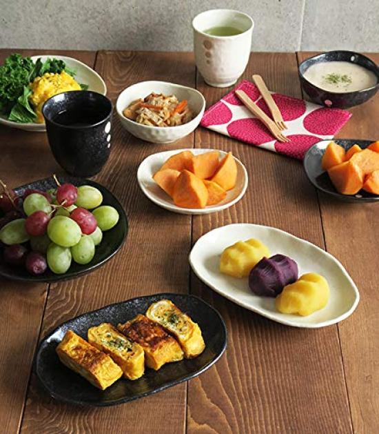 Tableware East Japanese Tableware Oval Plate White Polka Dots (Dot Monotone Series) Salad Plate Medium Plate Cake Plate