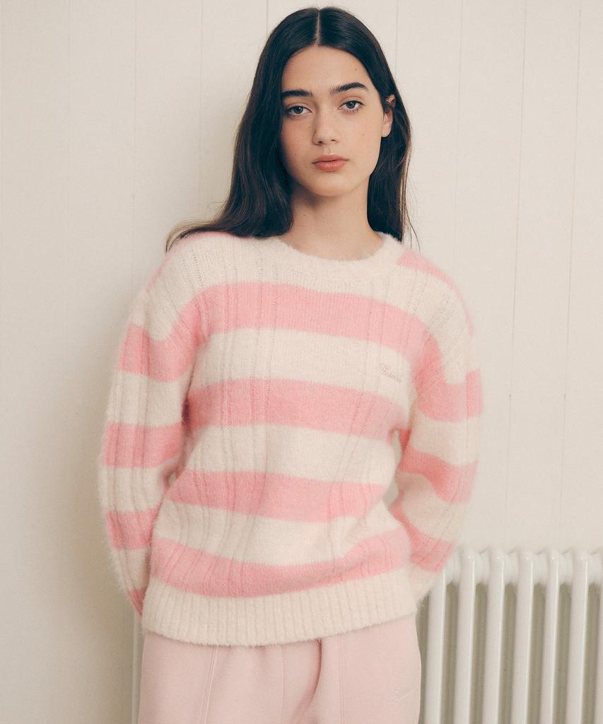 ROLAROLA Overfit Boarder Knit L/Pk+Pk