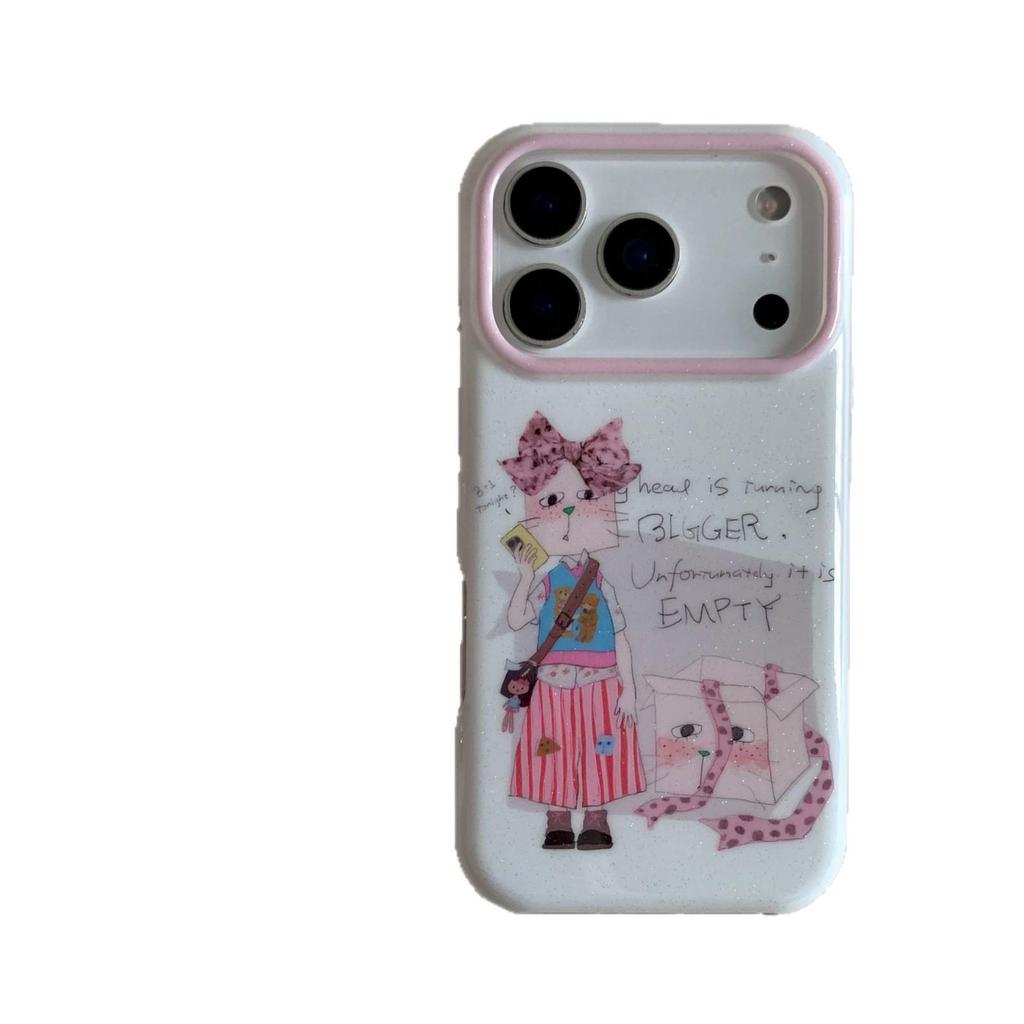 Koreanisches Graffiti-Katzenmädchen Handyhülle für iPhone 17 Pro Max mit Kette