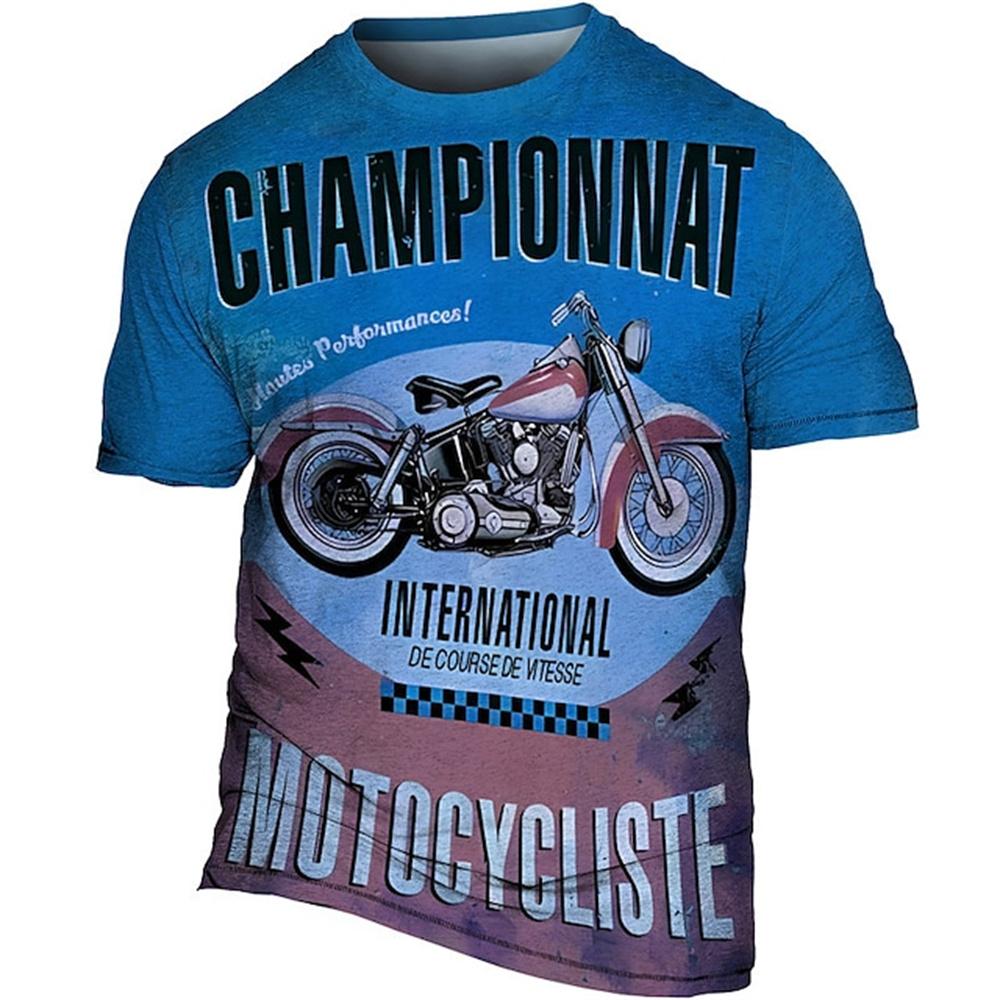 Vintage Biker T-shirt Men Motorbike Graphic T Shirt Classic Short-sleeved 3d Car Print Tees Top Summer Streerwear Men's Clothing