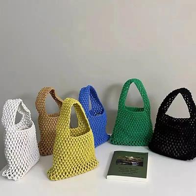 Sacs fourre-tout d'été tissés à la main, sac à bandoulière de plage en Crochet, sac à main ajouré pour dames, sac sous les bras en corde de paille tricotée