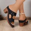 Spring and Summer New Breathable and Lightweight One-piece Buckle Strap Fashionable Thick Heel Slippers