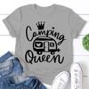 Cute Camping Queen T-shirts For Women Summer Tee Shirt Femme Casual Queen Short Sleeve Camping Round Neck Tops T-shirts