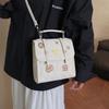 New retro embroidery new college style popular solid color fashion portable shoulder small square bag