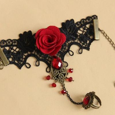 Halloween Sex Rose Bracelet Steampunk Style Lace Bracelet Vampire Black Cosplay Costume