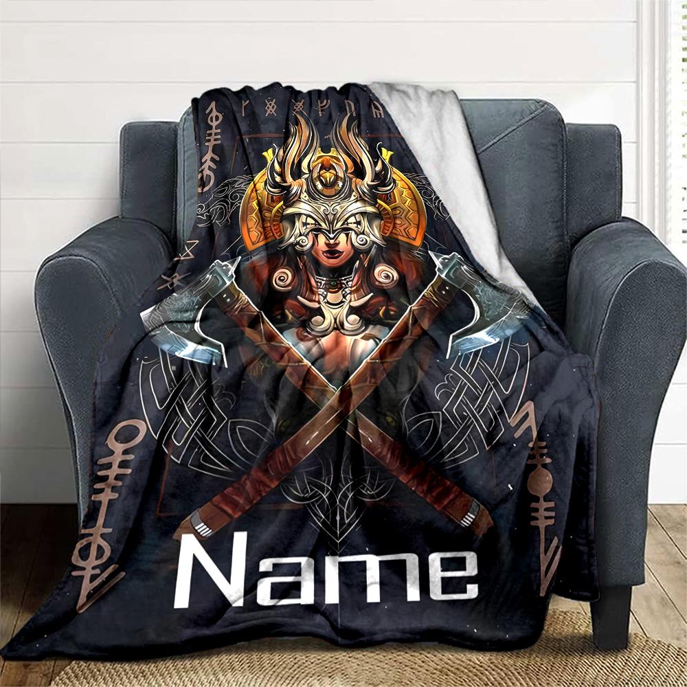 Customiz Name Personality Viking Sign Blanket Soft &Warm Sofa Office Bed Travel Lunch Break Blanket, Gift Suitable All Seasons