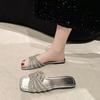 2025 Summer Women's Square Toe Cross Strap Sandals and Slippers