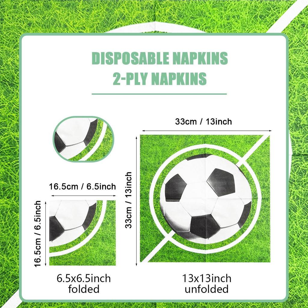 In Stock: Disposable Football Club Grass Print Party Napkins