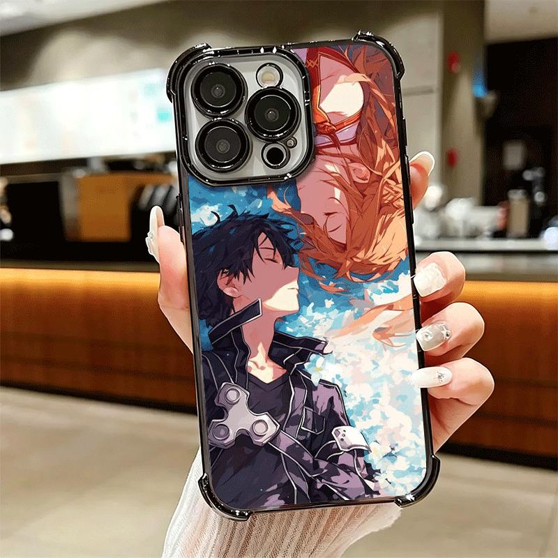 Sword Art Online Anime Plating Phone Case For Iphone 16 17 Pro Max Air 16E 14 15 Plus 12 13 Mini Anti-Fall Airabag Cover