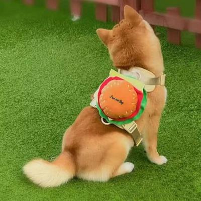 Pet Hamburger Chest Strap Backpacks Cute Pets Small Medium Sized Removable Dog Vest Chest Strap Walking Cats Dogs Traction Ropes
