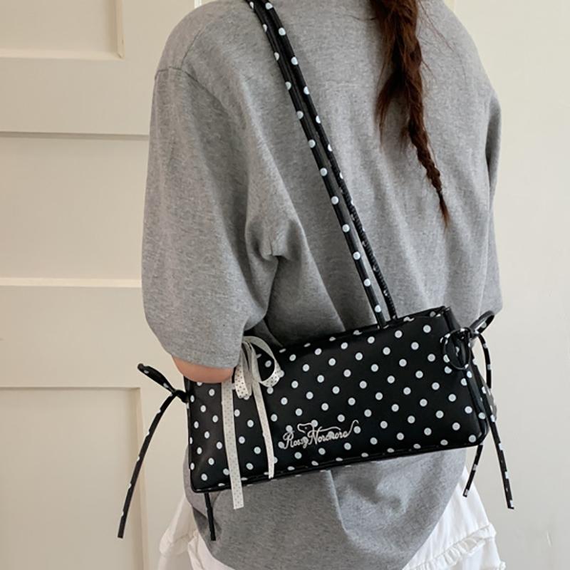 Fashionable Polka Dots PU Leather Sweet Girls Underarm Bag Women's New Fashion All-match Commuter Shoulder Bag Female Daily Use