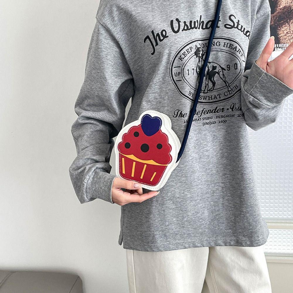 Cute Cartoon Shoulder Bag Cake Children's Purse Portable Cupcake Shape Crossbody Bag Travel