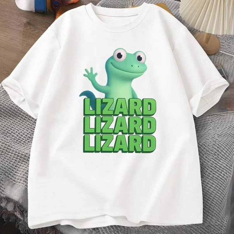 Lizard Lizard Meme TShirt for Unisex Women Funny Weirdcore Y2K Clothes Casual Loose Short Sleeve Cotton T Shirt Round Neck Tops