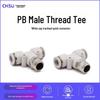 White Nickel-Plated PB10-04 Three-Way Quick Connect Pneumatic Fitting for Air Compressor