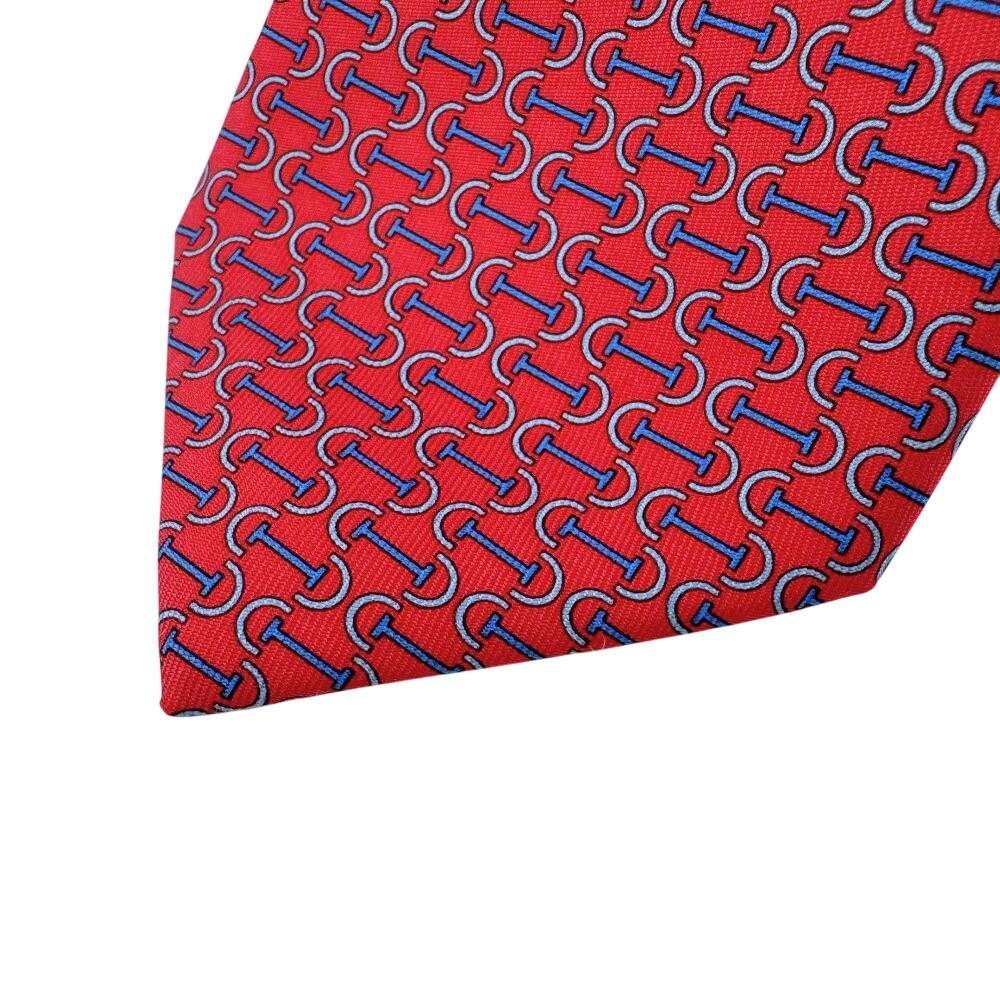 HERMES silk cravate twill tie Red silk Used