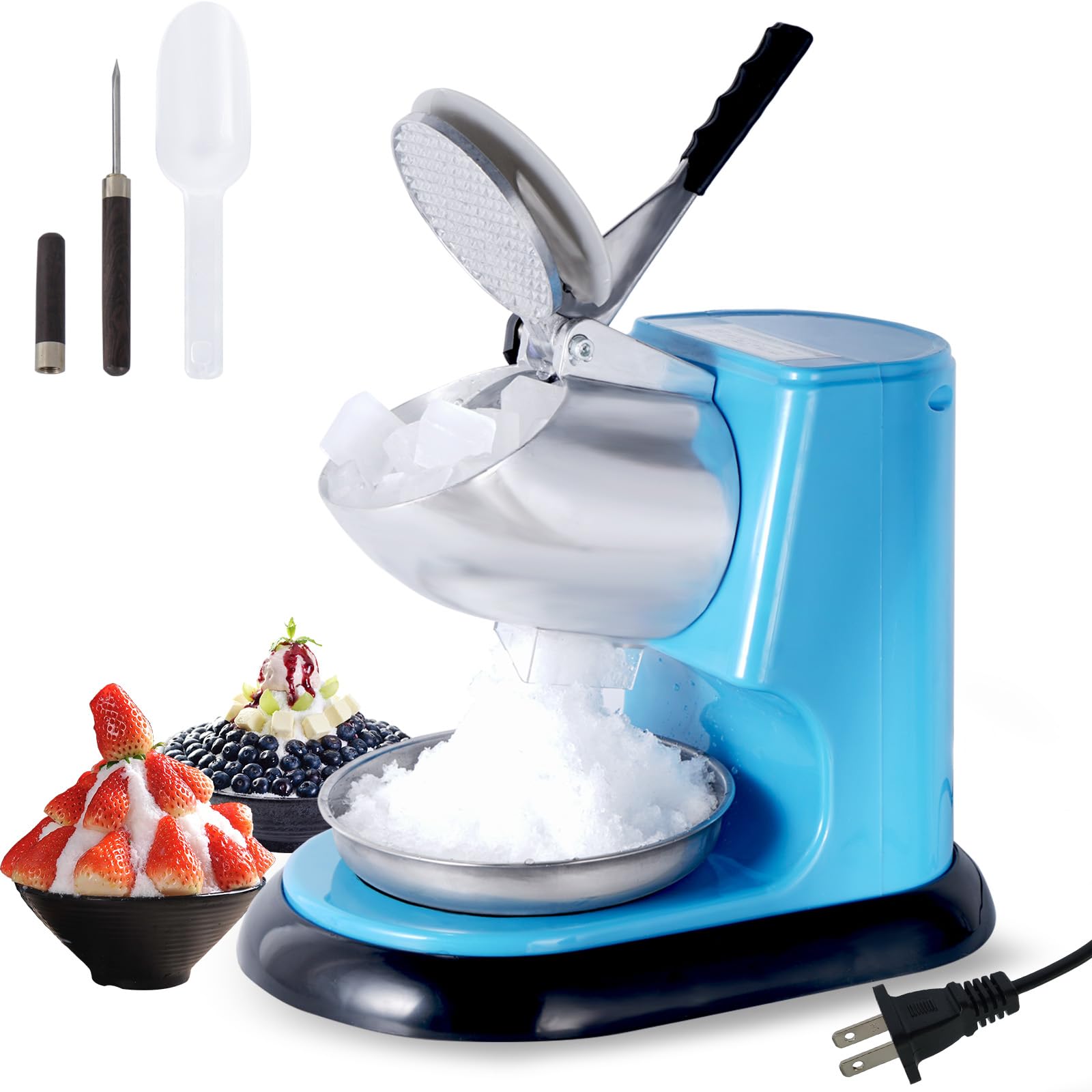 

Savorix Compact Commercial Shaved Ice Maker for Home 350W High Crushed Ice 10cm Tall Ice Safety Supports Multiple Ice Japanese Instruction Manual синий