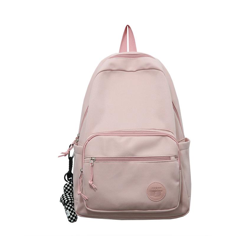 Simple and Versatile Ins Campus Style Backpack Female, Solid Color Large-capacity High School Student Schoolbag Casual Computer Backpack