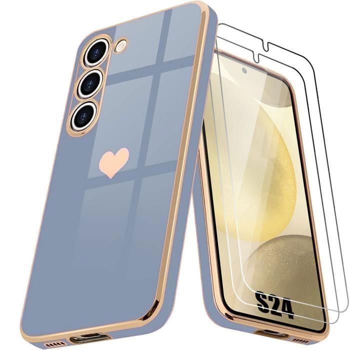 Coque de Protection - BOOLING - Samsung Galaxy S24 - Motif Cœur - Protection antichoc - Bleu