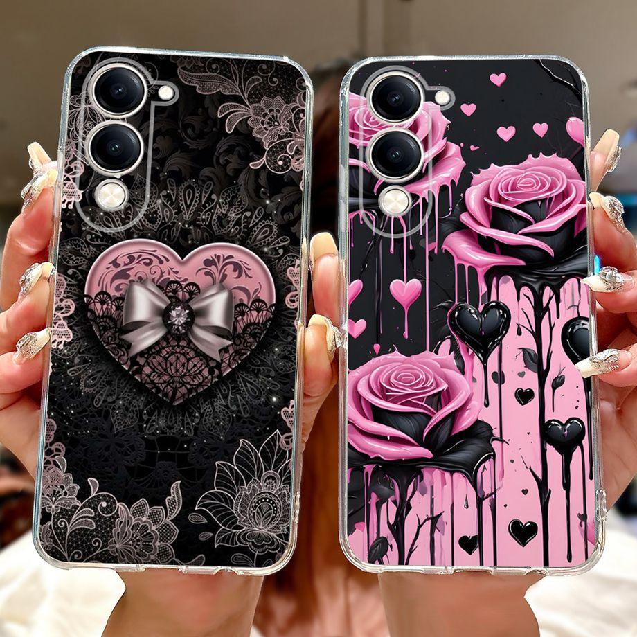 For Vivo Y29s Y29 4G 5G / Vivo Y04 4G Back Cover Girly Fashion Flower Butterfly Painting Case Soft TPU Clear Slim Silicone Funda