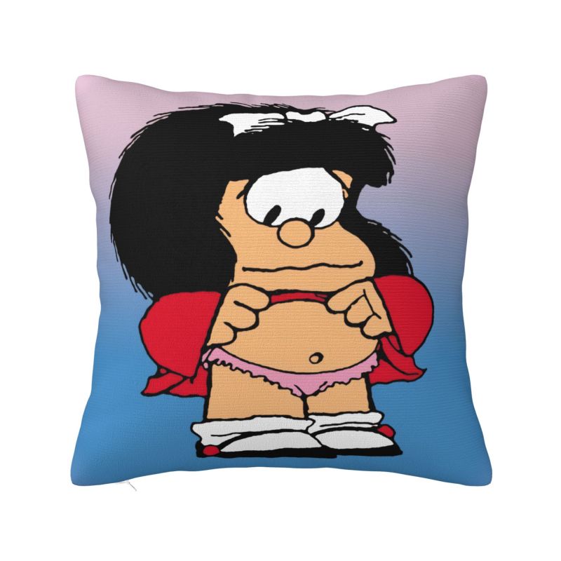Quino Comic Cartoon Mafalda Throw Pillow Case Cm Home Decoration Cushion Cover Polyester Pillowcase Doublesided Printing