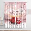 2PCS Pink Spring Scenery Love Curtains   Gentle and Romantic Style   Bedroom and Living Room   Drawbar Pocket Decorative Curtains