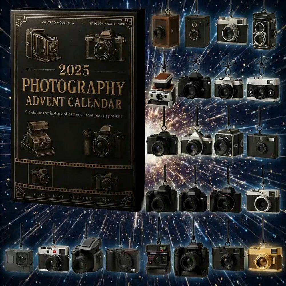 NEUER Fotografie-Weihnachts-Adventskalender Mit 24 2D Flachen Retro-Kamera-Ornamenten Feiertags-Countdown-Kalender Weihnachten Überraschungsgeschenk