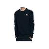 adidas Ess 3S Crew Seria Lifestyle Rayat Confortabil Sport Maneca Lunga Pulover Hanorac Bărbați hanorac Negru BQ9645