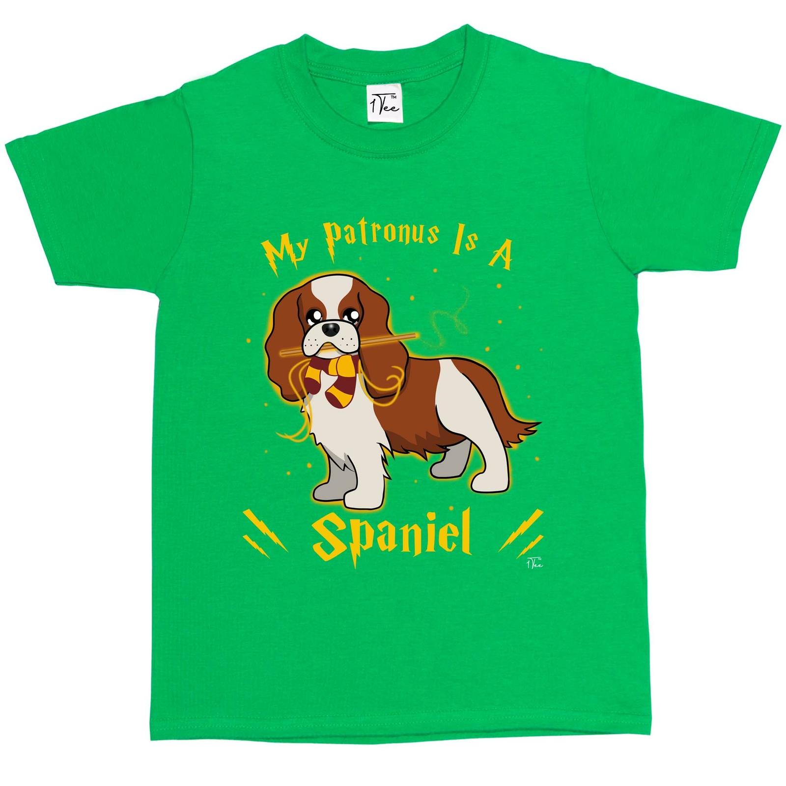 1Tee Kids Girls My Patronus Is A Spaniel Dog T-Shirt XXXL
