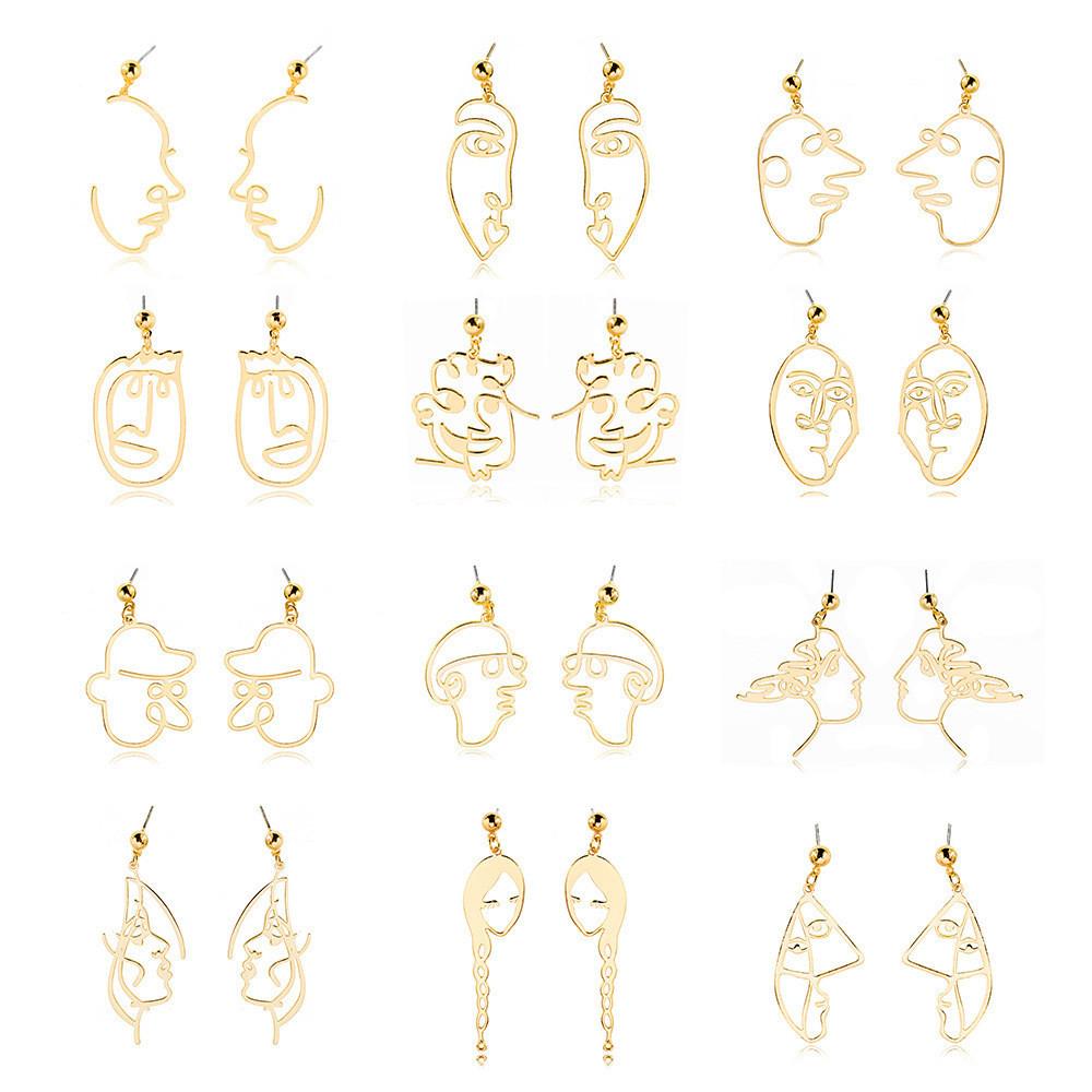 Alloy Face Elegant Earrings For Women Modern Cartoon Expression Design Jewelry