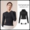 Herbst/Winter Hohelastische Slim-Fit Kapuzen-Yoga-Jacke für Damen