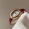 Luxury Women Quartz Watch Oval Watch Red Leather Ladies Clock Christmas Gift Vintage Gold Watch