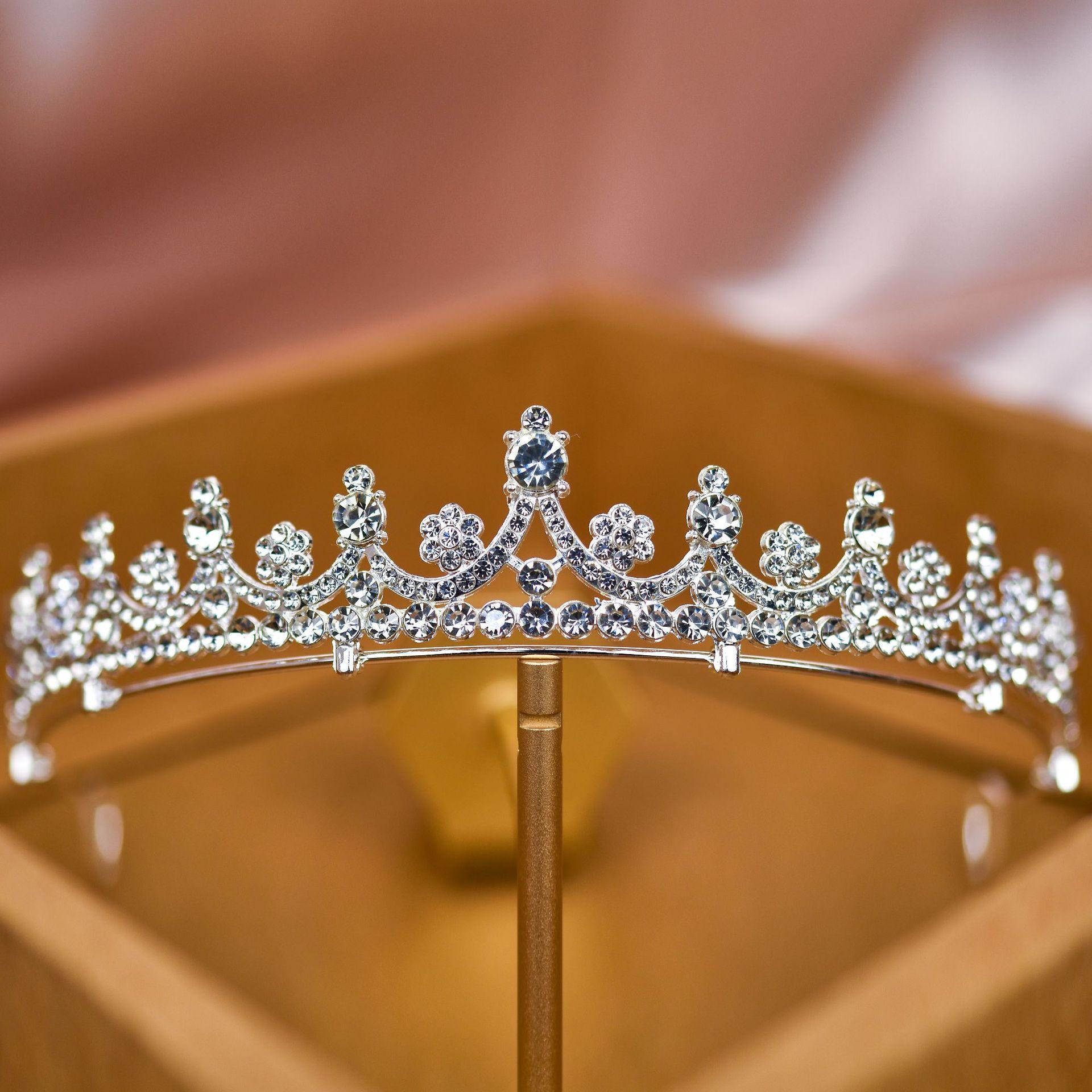 

New Diamond Silver Princess Tiara Atmosphere Wedding Dress Super Flash Crystal Luxurious Goddess Bride Wedding Crown