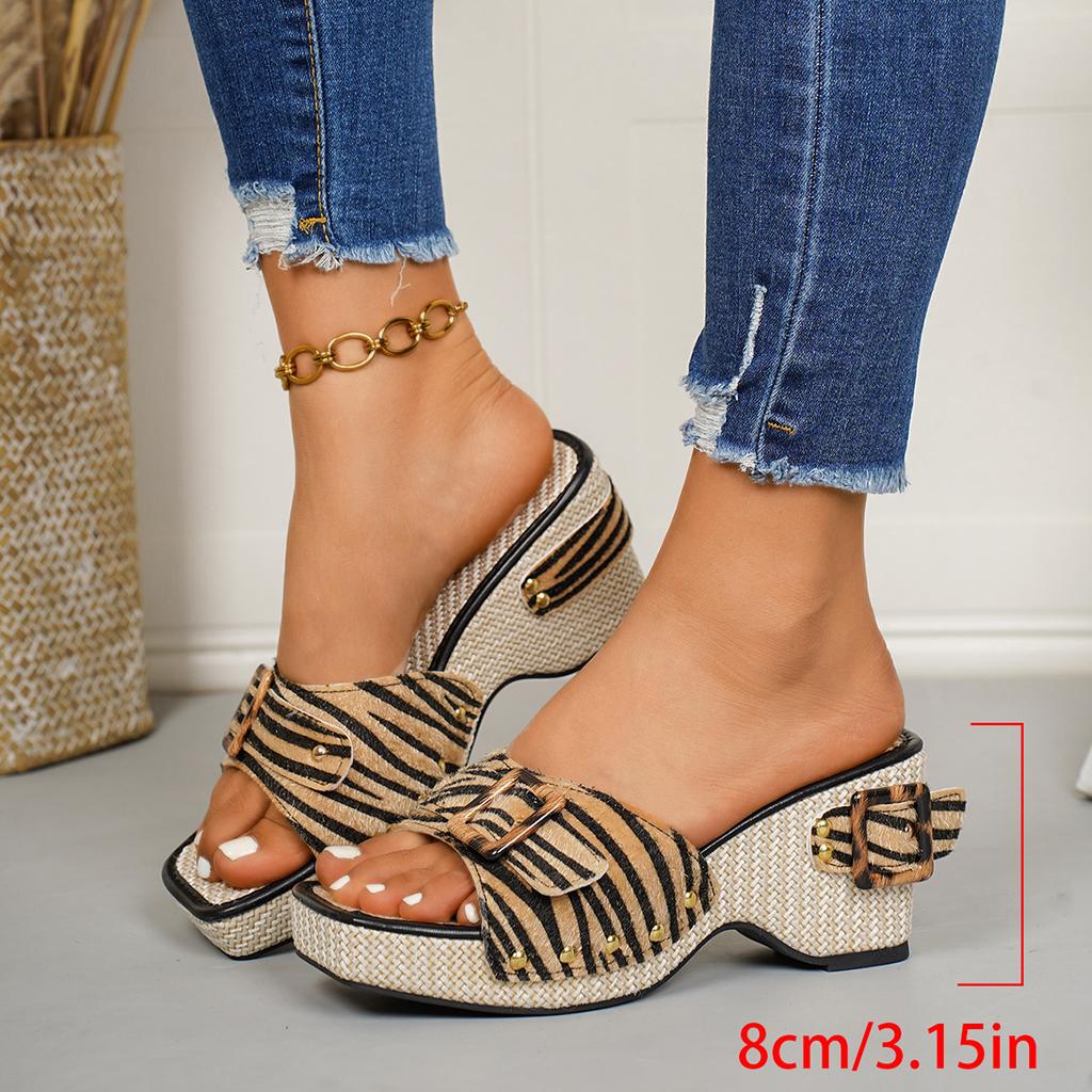 36-43 Plus Size Shoes for Women Summer 2026 Fashion Slip on Platform Wedge Comfortable Peep Toe Sandals Casual Women Slippers